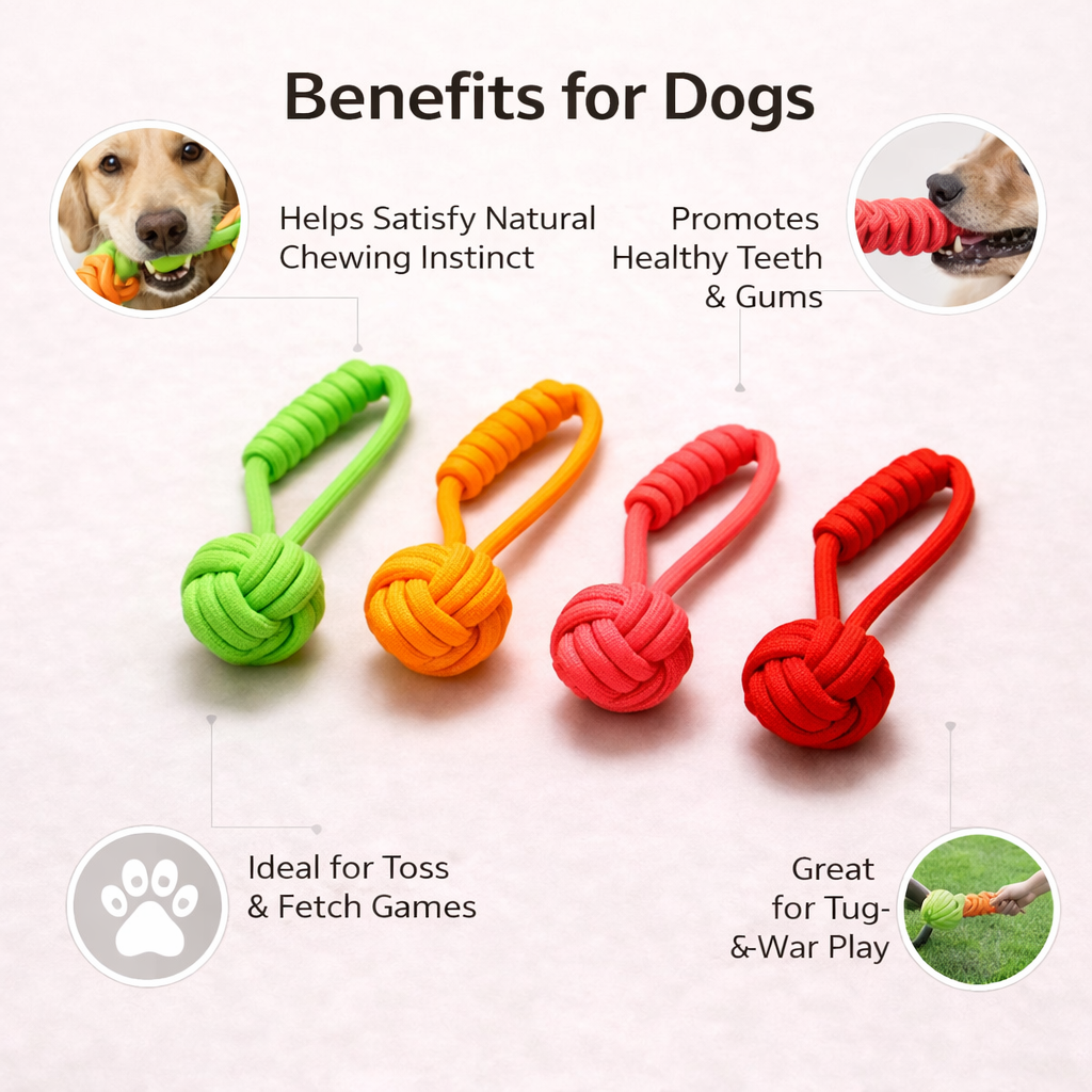 Rope Ball Dog Toy with Handle | Durable Chew & Tug Toy